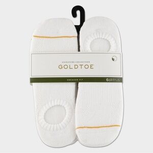 NWT Gold Toe Signature Collection Men's White  Low Cut Ankle Socks 6 Pack